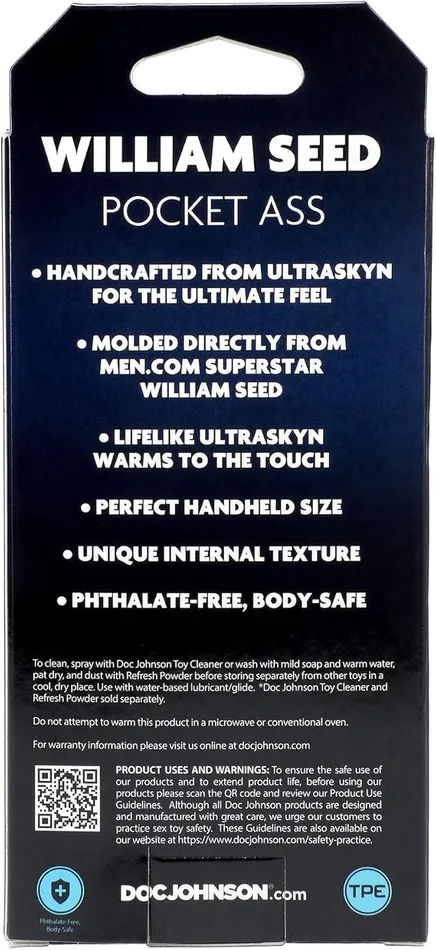 Doc Johnson Male Sex Toys Signature Strokers William Seed Pocket Ass