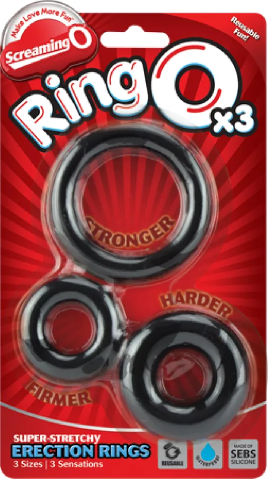 Couples Screaming O RingO X3 Black Cock Ring Bondage Sex Adult Pleasure Orgasm
