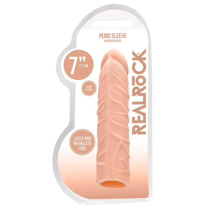 Shots Toys Male Sex Toys RealRock Penis Sleeve 7 Inch Extender in White Shots Toys Male Sex Toys RealRock Penis Sleeve 7 Inch Extender in White