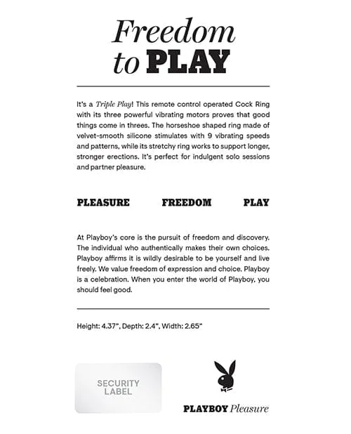 Playboy Playboy Pleasure Triple Play Cock Ring 2 Am Couples Playboy Playboy Pleasure Triple Play Cock Ring 2 Am Couples