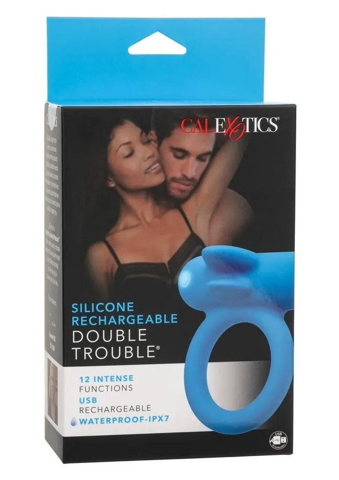 Couples Enhancers Male Sex Toys Silicone Rechargeable Double Trouble Cock Ring