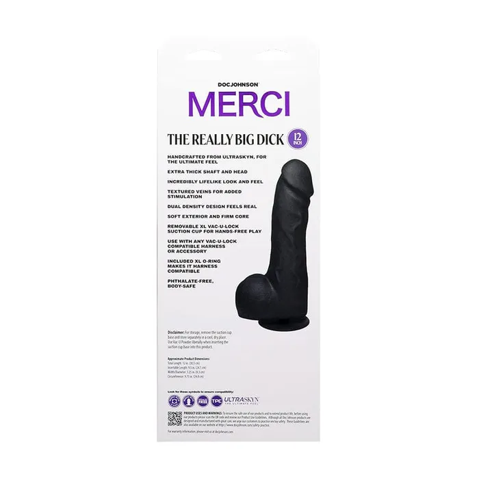 Dildos Doc Johnson Doc Johnson Merci The Really Big Dick Black Dildo