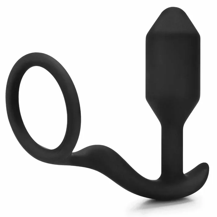 BVibe Vibrating Snug Tug Weighted Anal Plug Penis Ring Medium ST Rubber Male Sex Toys