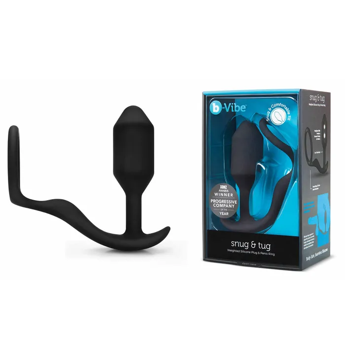 BVibe Vibrating Snug Tug Weighted Anal Plug Penis Ring Medium ST Rubber Male Sex Toys