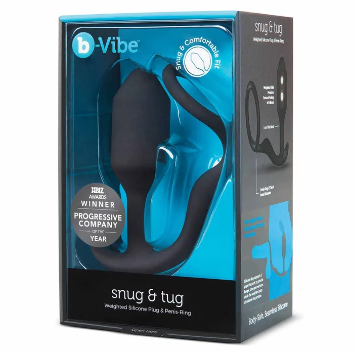 BVibe Vibrating Snug Tug Weighted Anal Plug Penis Ring Medium ST Rubber Male Sex Toys